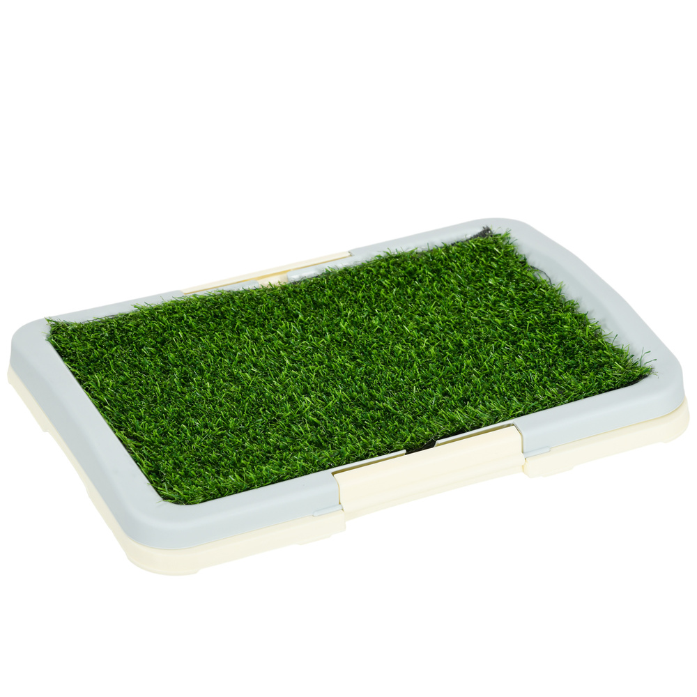 PawHut Puppy Training Pad, Indoor Portable Puppy Pad, with Artificial Grass, Grid, Panel, Tray, 46.5 x 34cm