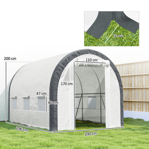 Outsunny 3 x 2(m) Walk-In Tunnel Greenhouse, with Accessories - White