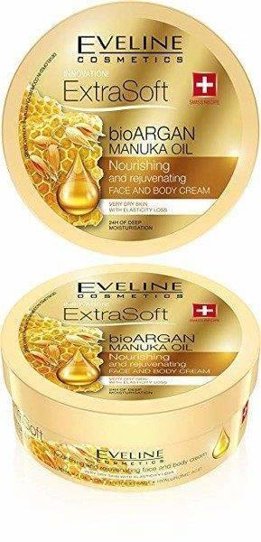 Eveline Extra Soft Odżywczy Krem Odmładzający do Twarzy i Ciała bio Argan i Olejek Manuka 200 ml