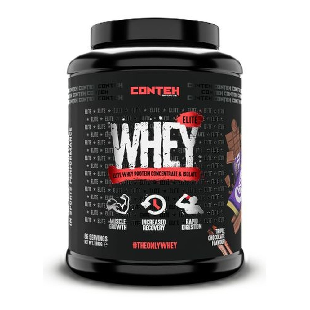 Conteh Sports Whey Elite Mieszanka białek serwatkowych, Potrójna Czekolada 1980g