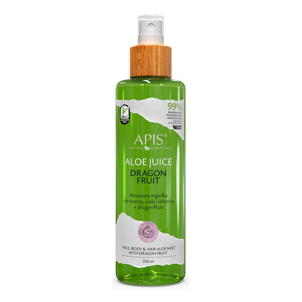 Apis Aloe Juice Dragon Fruit Aloesowa Mgiełka do Twarzy Ciała i Włosów dla każdego Rodzaju Skóry 250ml
