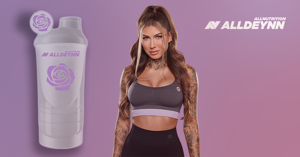 Allnutrition Alldeynn Plastikowy Trwały Smart Shaker  Biały 600ml + 350ml