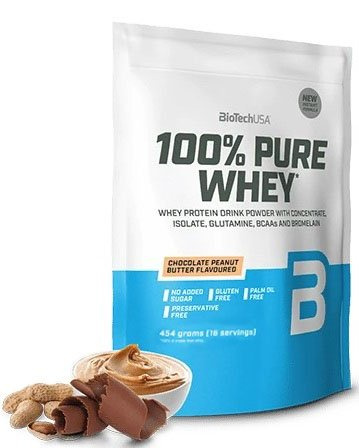 BioTechUSA 100% Pure Whey Czekolada Masło Orzechowe Odżywka Białkowa Na Wsparcie Mięśni 454g