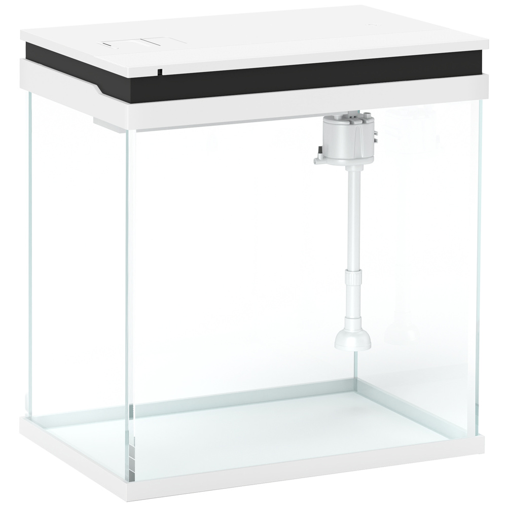 PawHut 14L Glass Fish Tank With Filter System, LED Lights, Water Pump, White