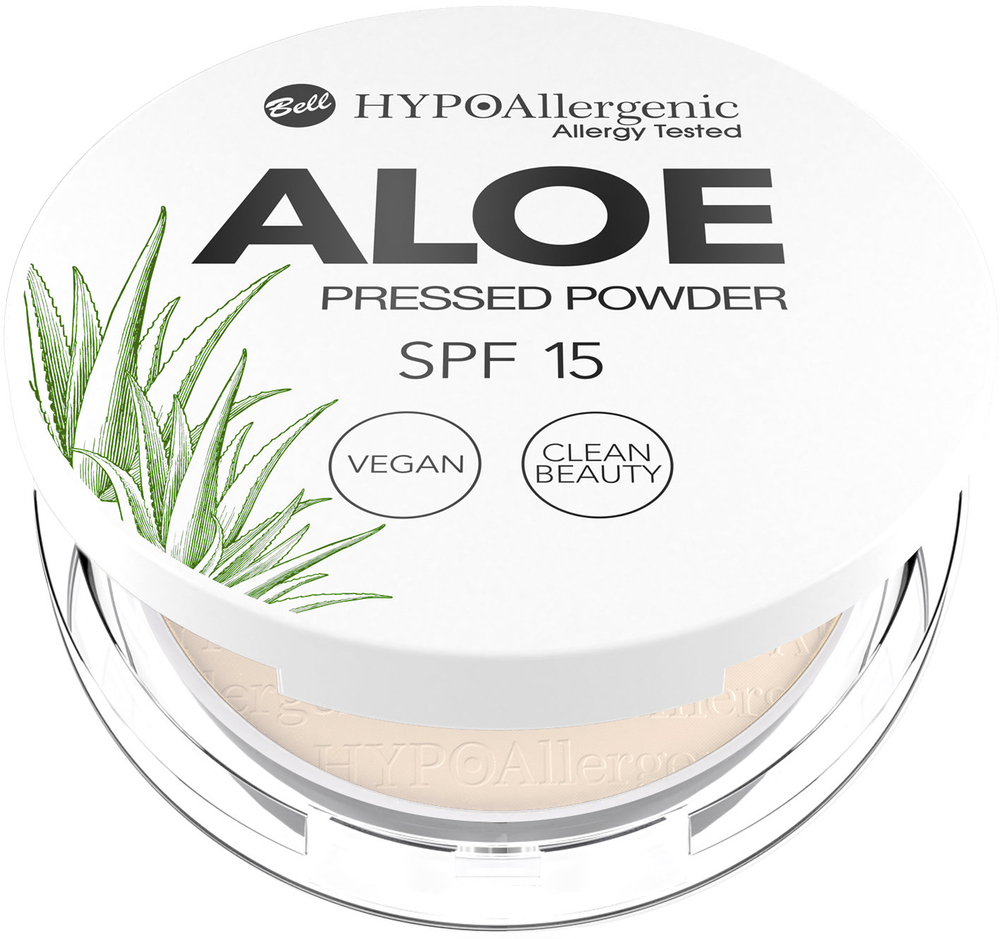 Bell Hypoallergenic Aloe Puder Prasowany do Twarzy Nr 01 SPF15 Wegański 5g