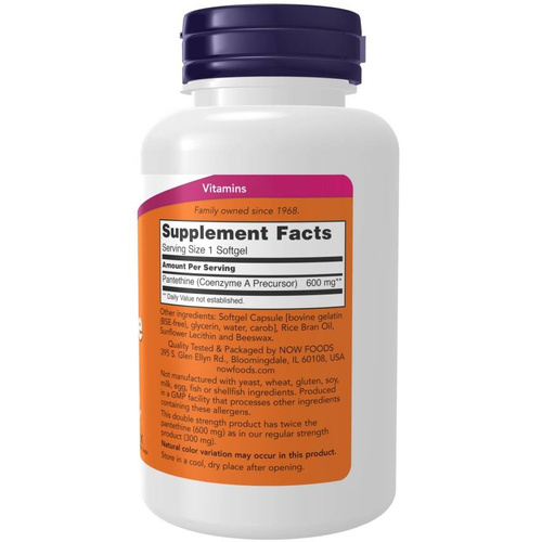 Now Foods Pantethine 600mg Double Strength 60 Kapsułek