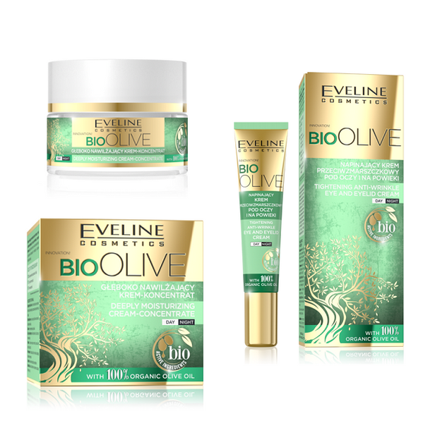 Eveline Bio Olive Głęboko Nawilżający Krem Koncentrat na Dzień i Noc 50ml + Krem pod Oczy 20ml