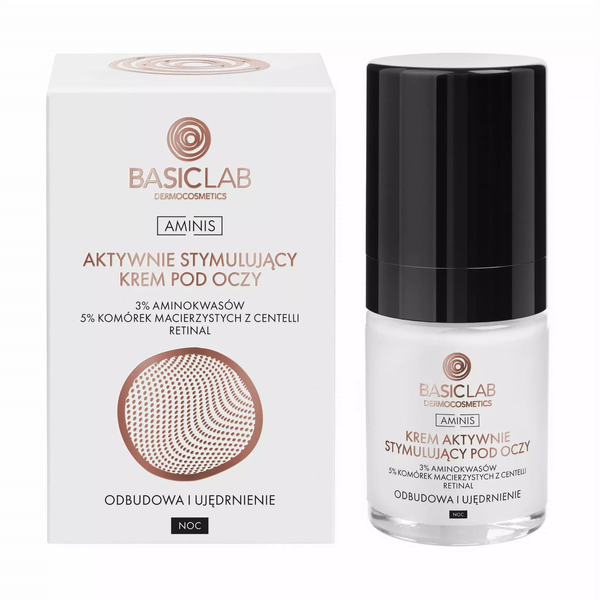 BasicLab Advanced Firming & Hydrating Eye Cream with 3% Amino Acids for All Skin Types - Nighttime Anti-Aging Solution, 18ml