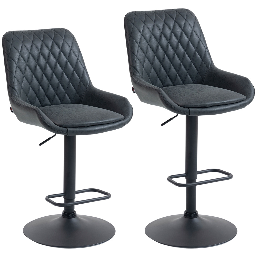 HOMCOM Set of Two Faux Leather Retro Bar Stools - Black