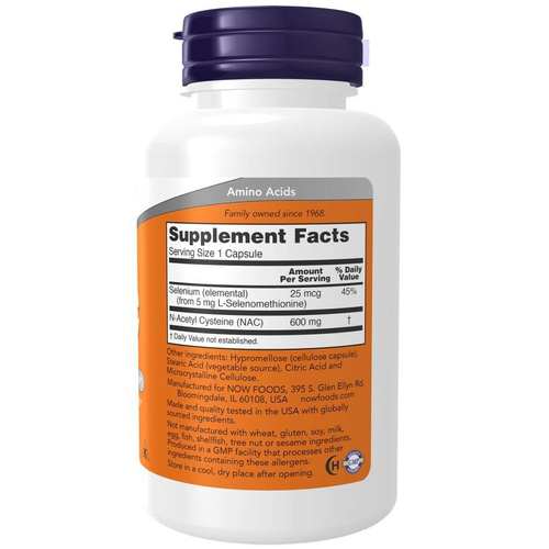 Now Foods NAC with Selenium 600mg Wsparcie Układu Odpornośćiowego 250 Kapsułek