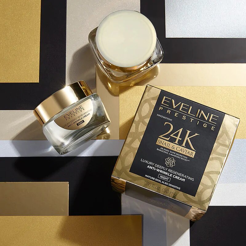 Eveline Prestige 24K Snail & Caviar Luxurious Deeply Regenerating Anti-Wrinkle Night Cream 50ml
