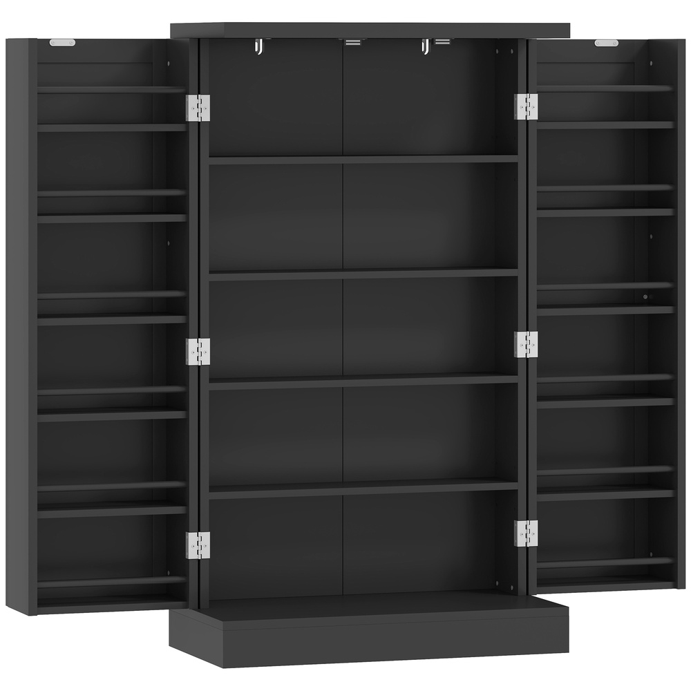 HOMCOM Kitchen Cupboard, Freestanding Multi-Storage Kitchen Pantry Cabinet with Adjustable Shelves, Black