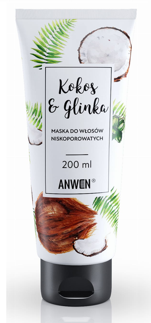 Anwen Kokos i Glinka Maska do Włosów Niskoporowatych Vegan 200ml Best Before 01.11.24