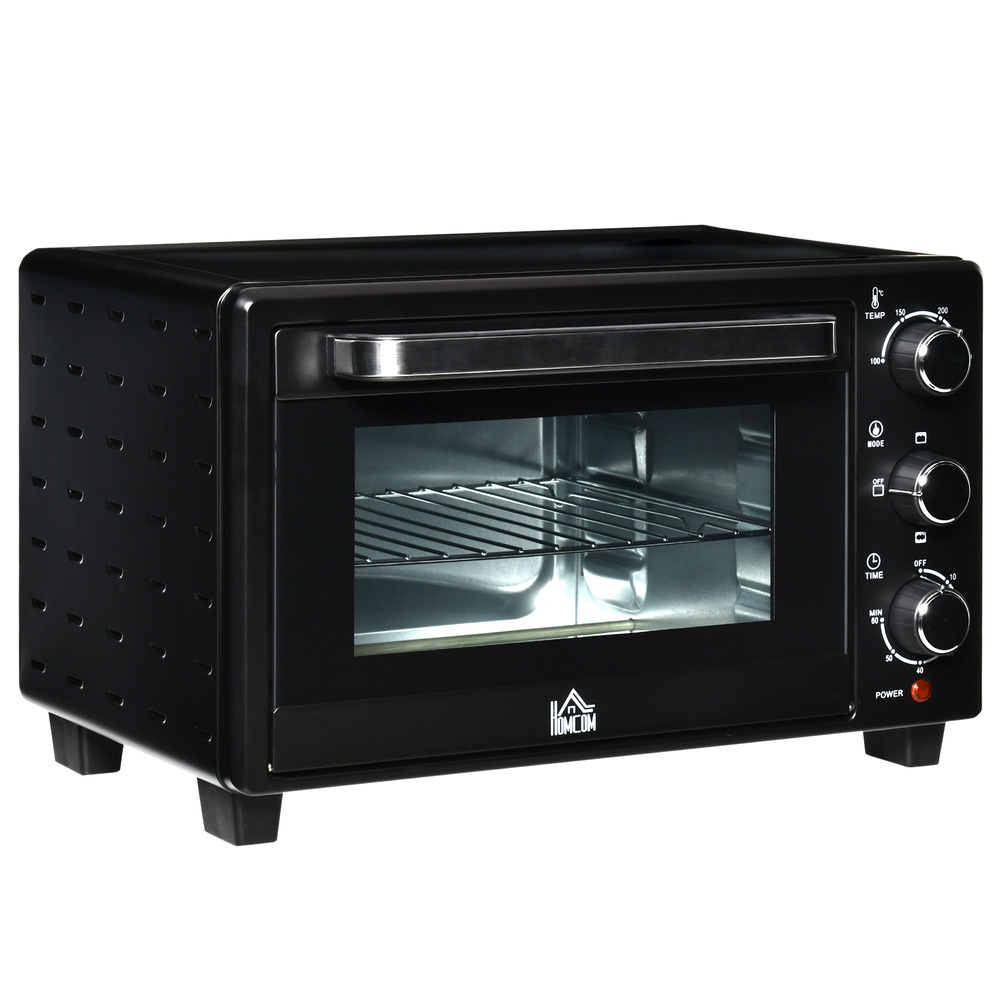 HOMCOM 21L Mini Countertop Oven, 100°C-230°C Adjustable Temp - Black