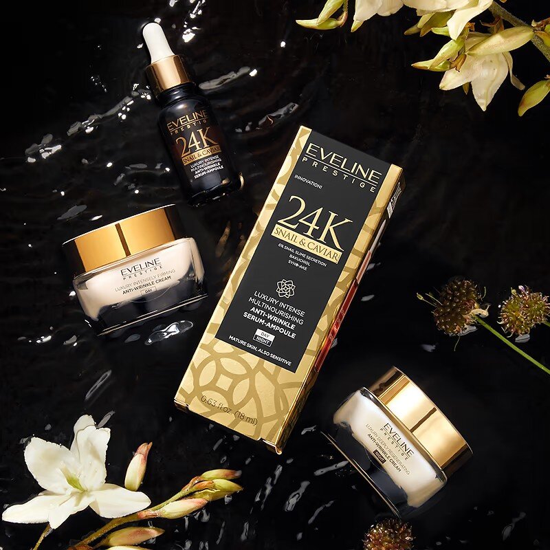 Eveline Prestige 24K Snail & Caviar Luxurious Multi-Nutritious Anti-Wrinkle Serum-Ampoule 18ml