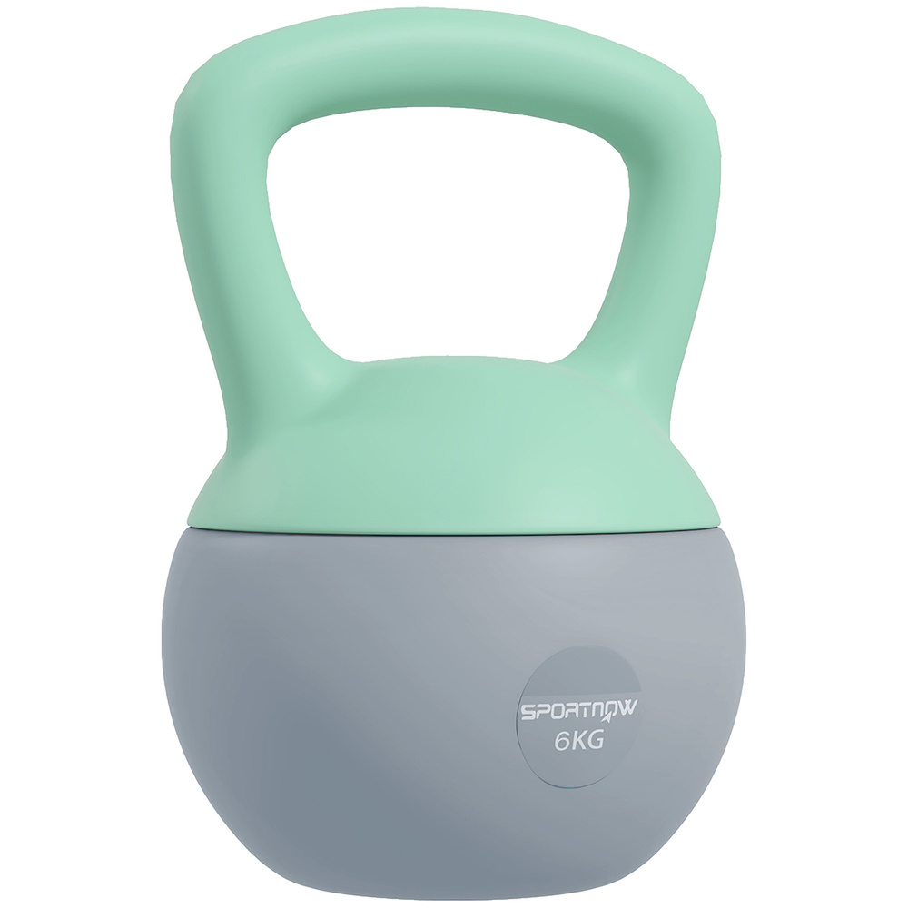 SPORTNOW 6KG Soft Kettlebell, Kettlebell with Non-Slip Handle for Home Gym, Weight Lifting, Strength Training, Green/Grey