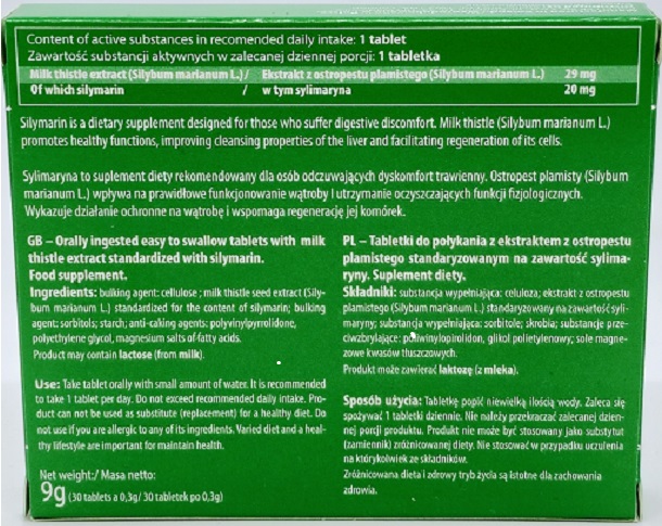 Polski Lek S.A. Sylimarin dla Zdrowia Wątroby 30 Tabletek