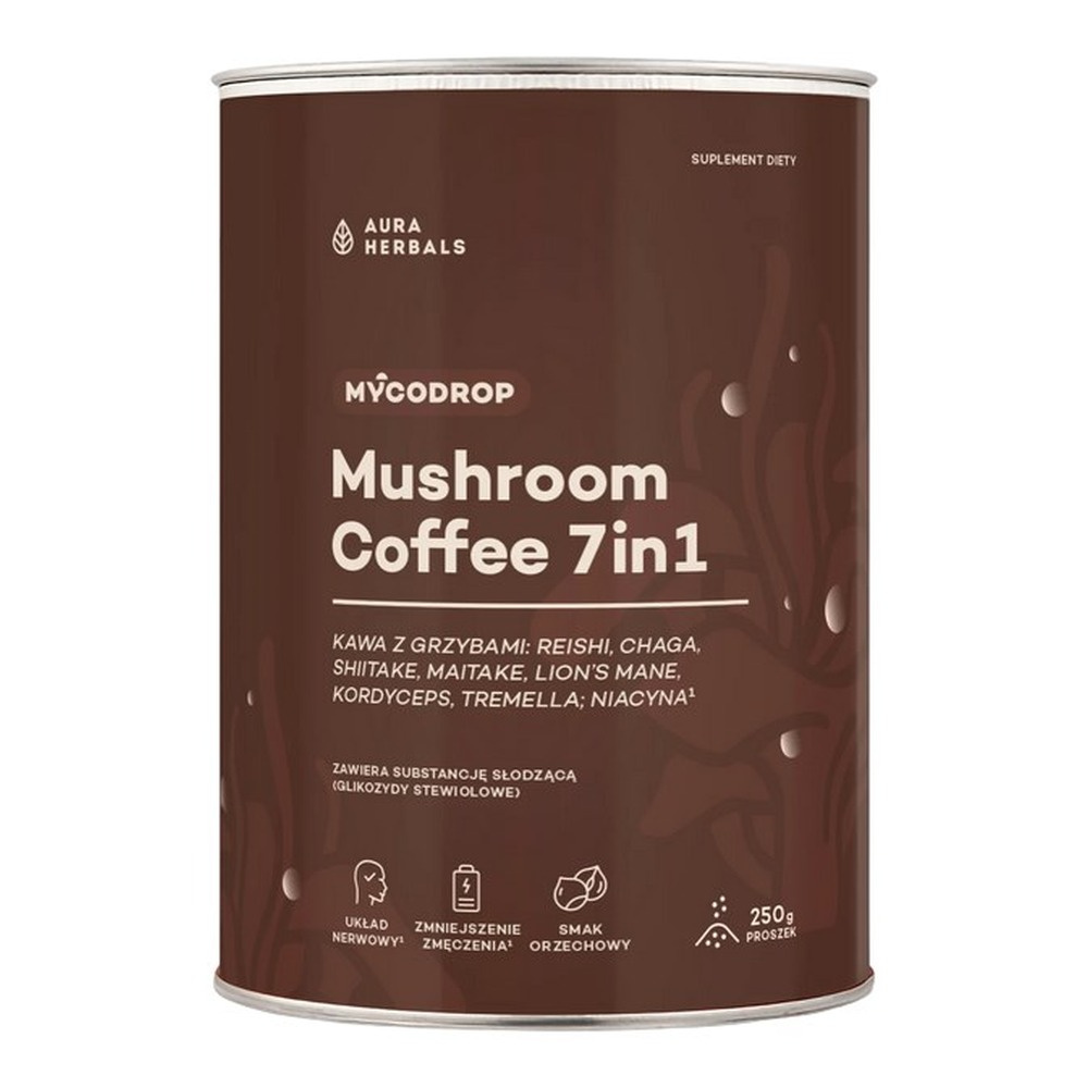 AURA HERBALS MycoDrop Mushroom Coffee 7-in-1 with 7 Mushroom Extracts 250g