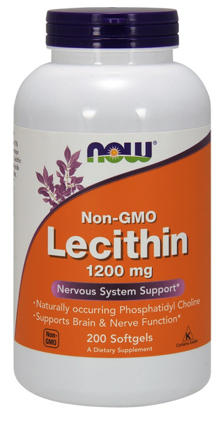 NOW Foods Lecithin 1200 mg Supports Nervous System and Brain Function 200 Softgels