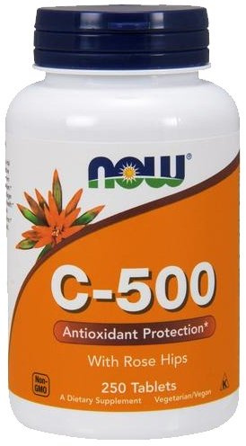 Now Foods Vitamin C-500 with Rose Hips 250 Tablets