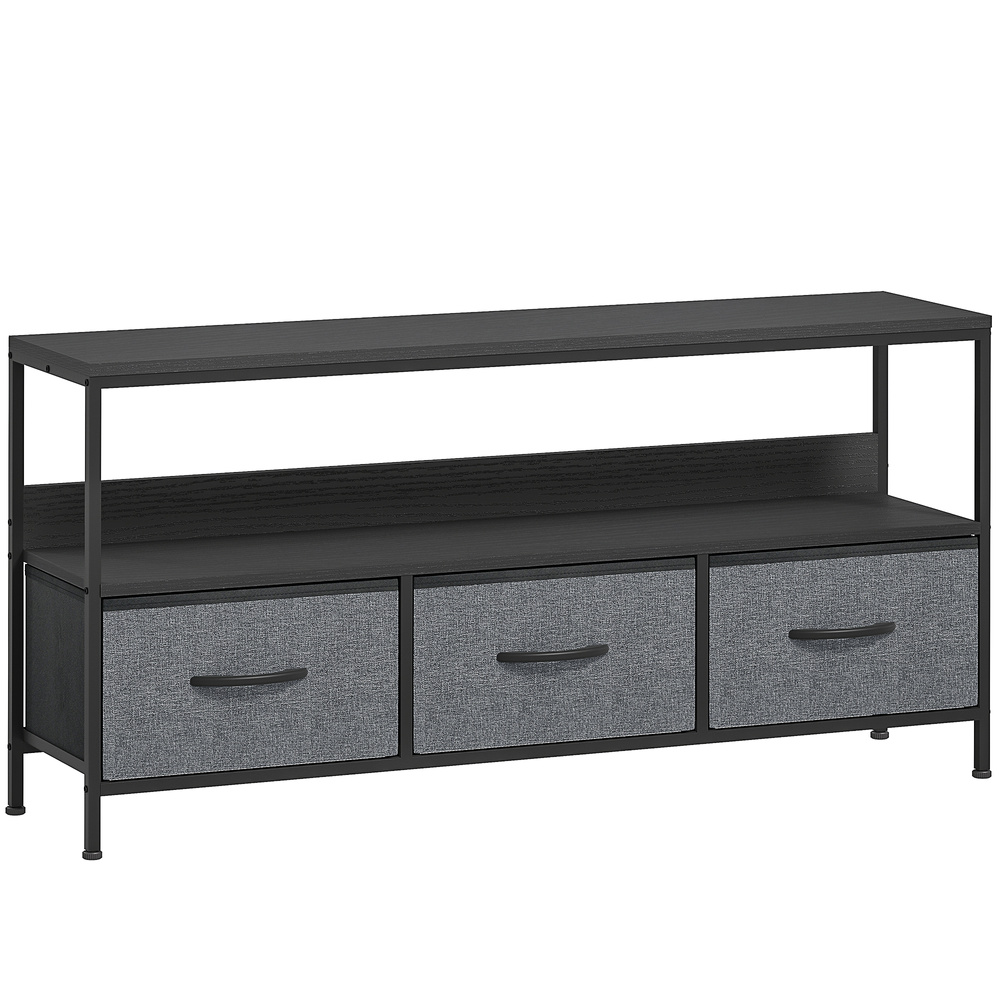 HOMCOM TV Stand Cabinet with 3 Foldable Drawers - Black