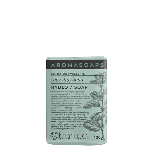 Barwa Aroma Soaps Na Odświeżenie Mydło w Kostce Bazylia do Codziennego Stosowania 100g