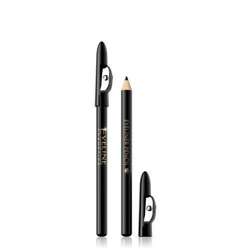 Eveline Eyeliner Pencil Eye Makeup Pencil with Pencil Sharpener Black 1 Piece