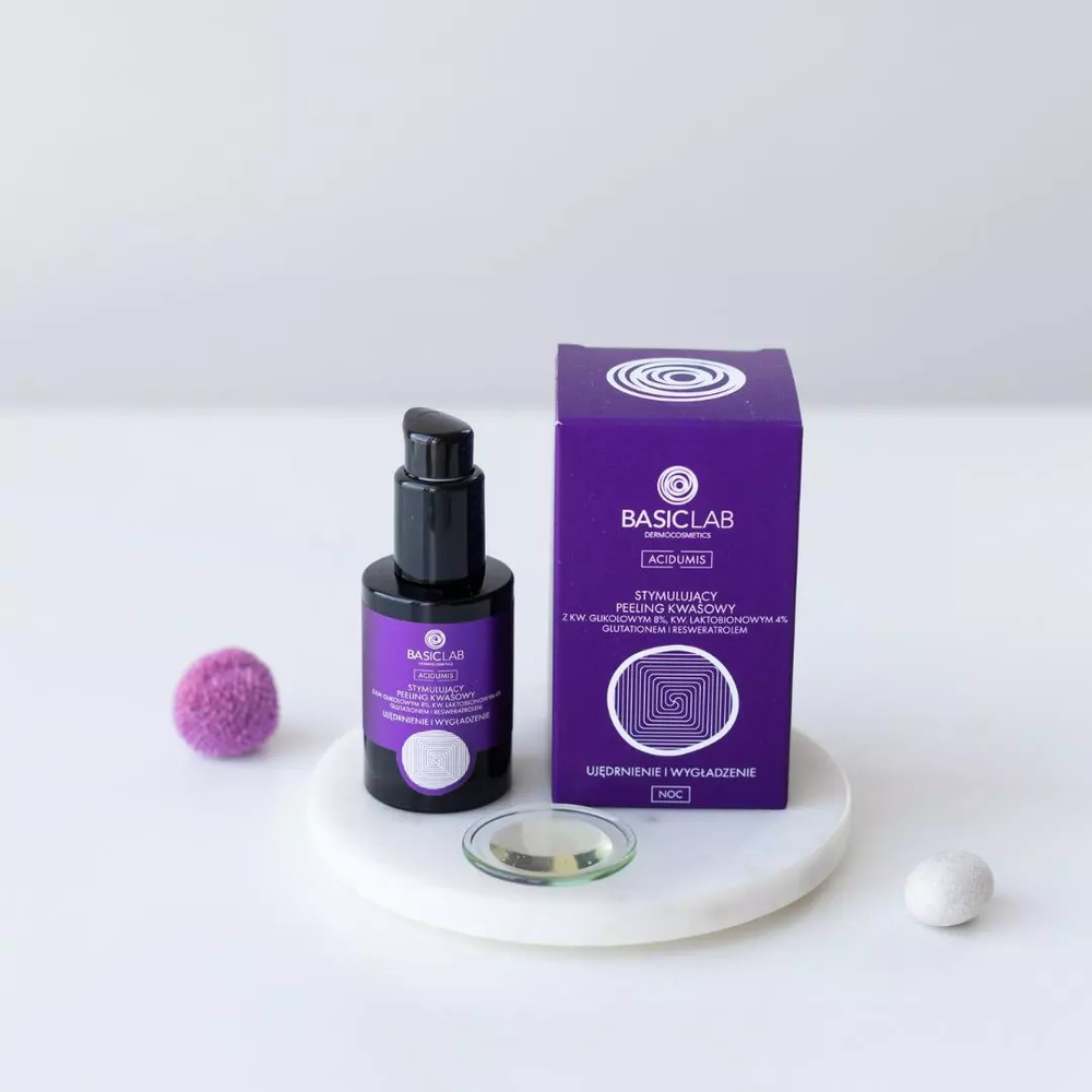 BasicLab Radiant Renewal Peeling with 8% Glycolic Acid & 4% Lactobionic Acid - Firming, Smoothing, and Brightening Solution 30ml