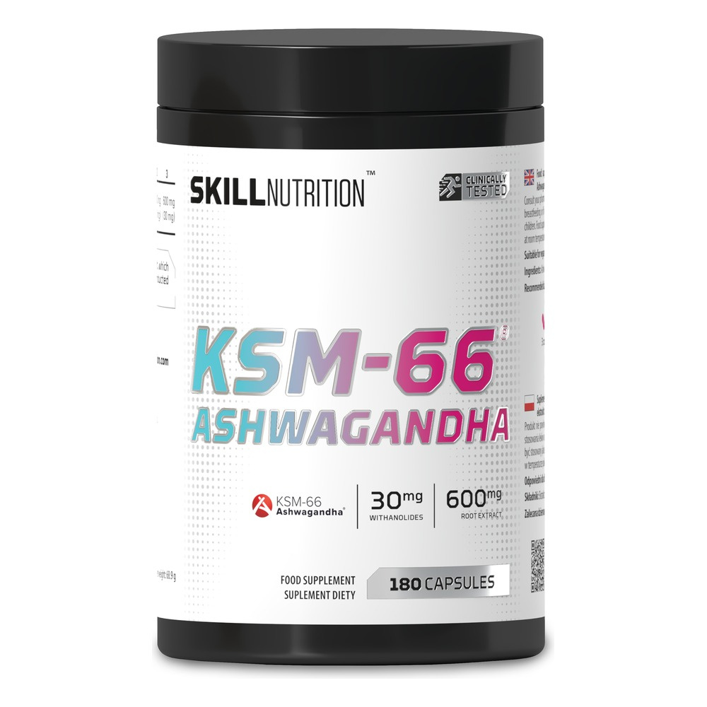 Skill Nutrition KSM-66 Ashwagandha Na Stres i Zmęczenie 180 Wegańskich Kapsułek