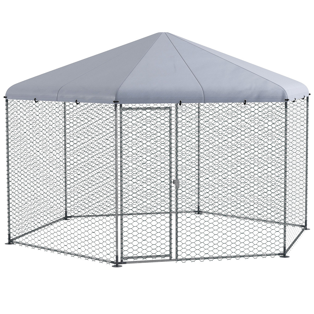 PawHut Chicken Coop for 10-15 Chickens, Hens, Rabbits, Ducks, Outdoor Garden Chicken Run, 4 x 3.5 x 2.6m