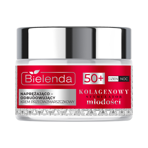 Bielenda Collagen Youth Stimulator Firming and Rebuilding Anti-Wrinkle Cream 50+ for Mature Sensitive Skin for Day and Night 50ml