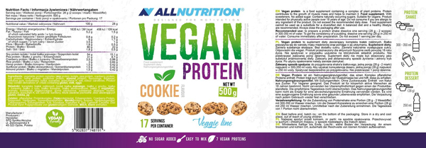 Allnutrition Vegan Protein Wysokobiałkowa Odżywka Ciasteczko 500g