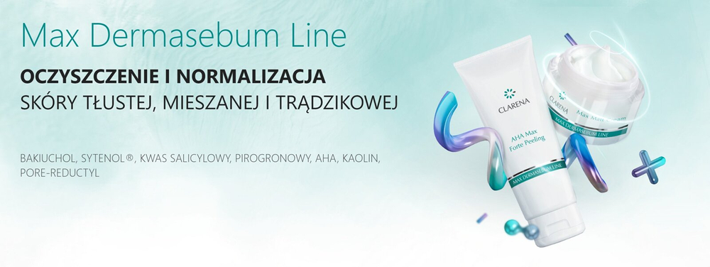 Clarena Max Dermasebum Odświeżający Tonik Matujący dla Cery Mieszanej i Tłustej - 200 ml
