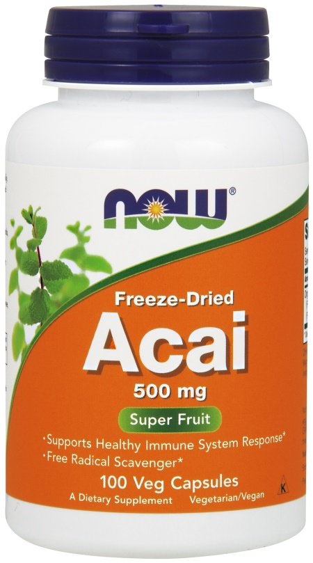 NOW Foods Acai 500mg Suplement Na Wsparcie Odporności 100 Kapsułek