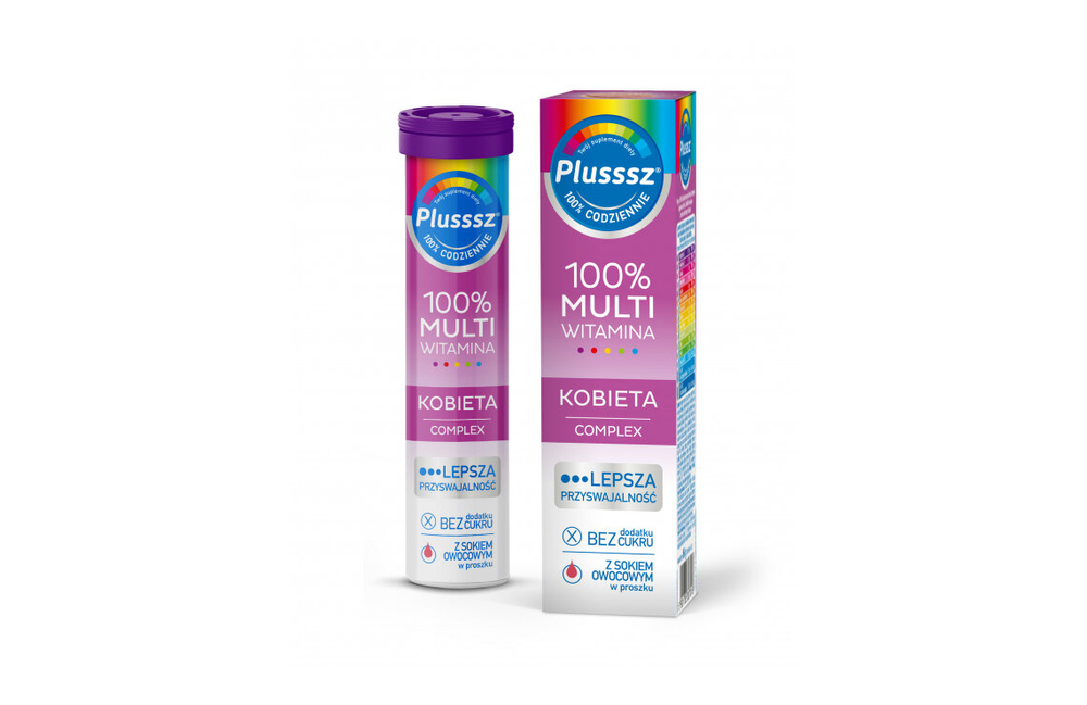 Plusssz 100% Multivitamin Woman Complex Effervescent Tablets with Raspberry and Orange Flavor 20 Pieces