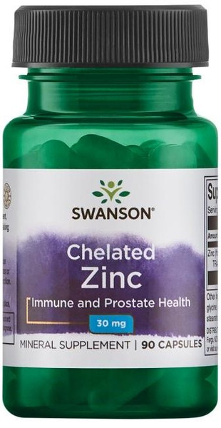 Swanson Chelated Zinc 30mg Albion Chelat Cynku 90 Kapsułek