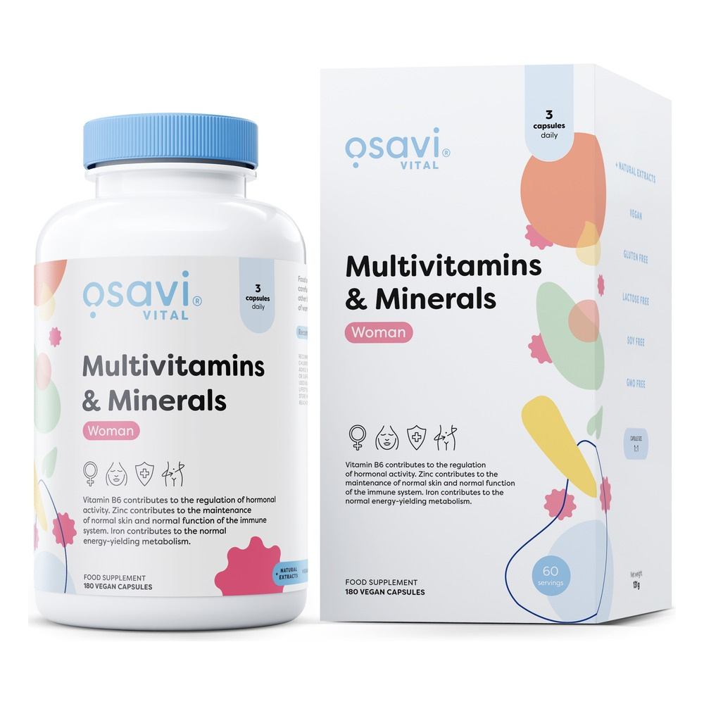 Osavi Multivitamins & Minerals Woman Food Supplement for Hormonal Balance and Energy 180 Vegan Caps