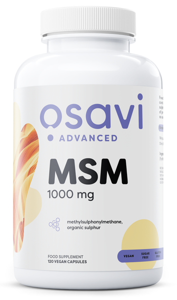 Osavi MSM 1000 mg Organic Sulphur For Joints Skin and Hair 120 Vcaps