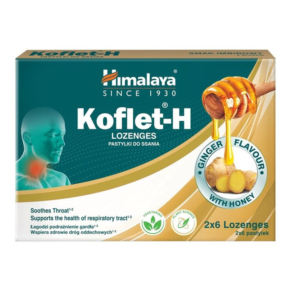 Himalaya Koflet-H Ginger Supports Respiratory Health 12 Lozenges