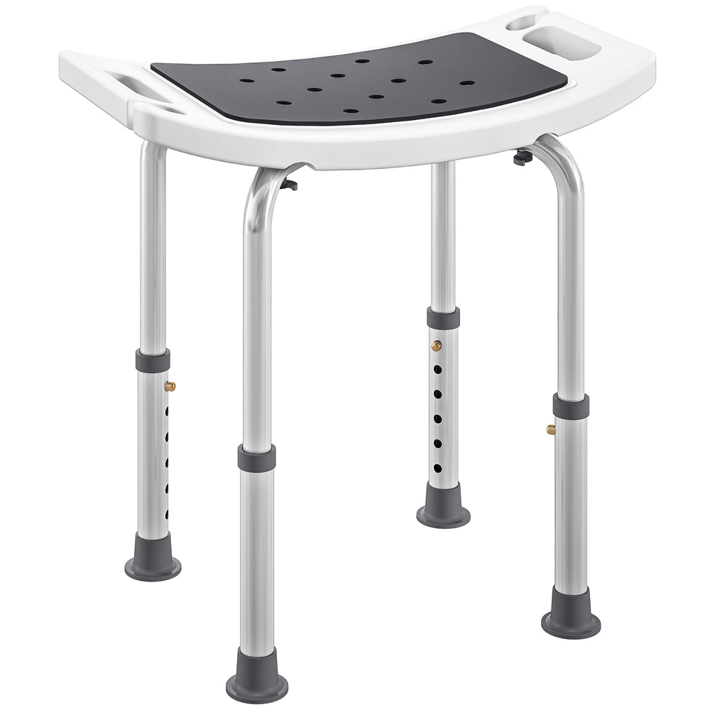 HOMCOM Shower Chair, Adjustable Height Shower Stool with Aluminium Frame and Non-Slip Feet, Bathtub Stool Seat for Elderly Disabled Handicap, Grey