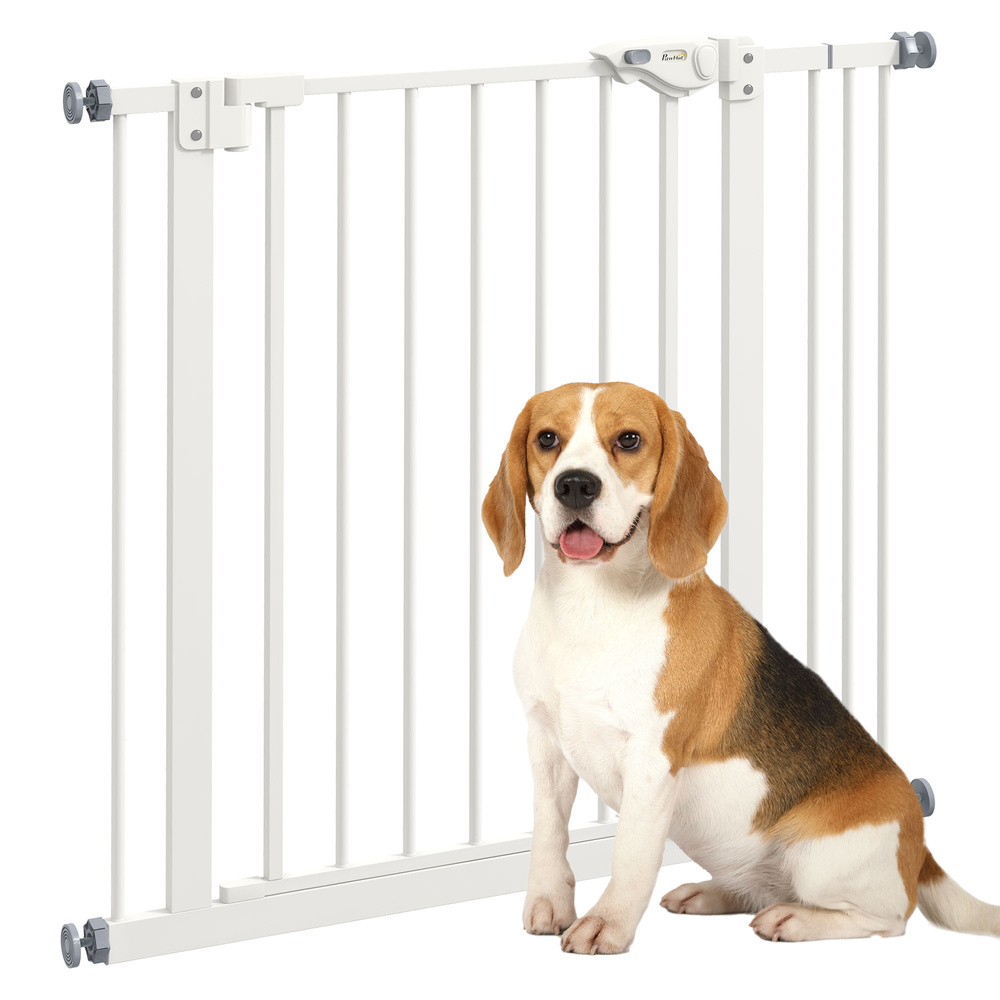 PawHut Adjustable Safety Gate w/ One Extensions, Four Adjustable Screws, White