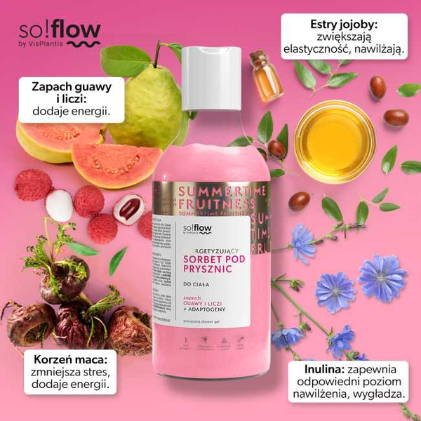 So!Flow by Vis Plantis Sorbet pod Prysznic Gujawa i Liczi 400ml