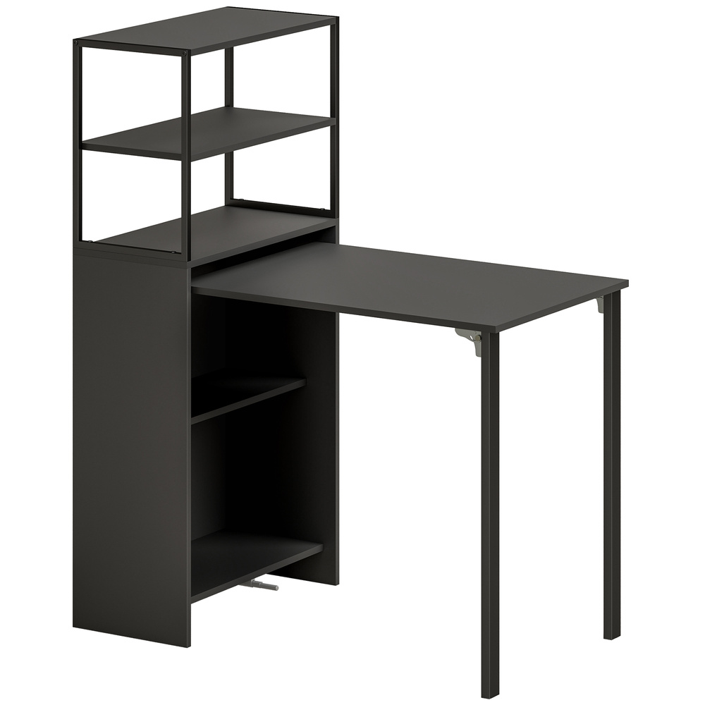 HOMCOM Folding Shelf and Work Table - Black