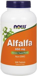 NOW Foods Alfalfa Lucerna 650mg Wsparcie Odżywcze 500 Tabletek