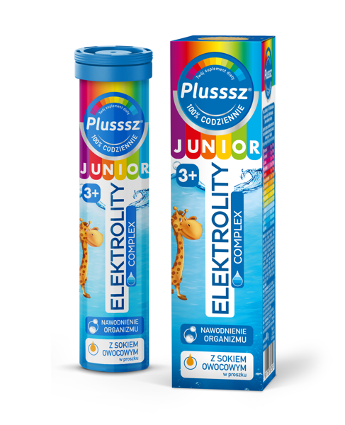 Polski Lek S.A. Plusssz Junior Elektrolity + Multiwitamina Pomarańcza 20 Tabletek Musujących