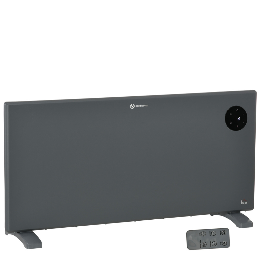 HOMCOM 2000W Electric Convector Heater, Freestanding or Wall Mounted, Space Heater with Adjustable Thermostat, Timer, Grey