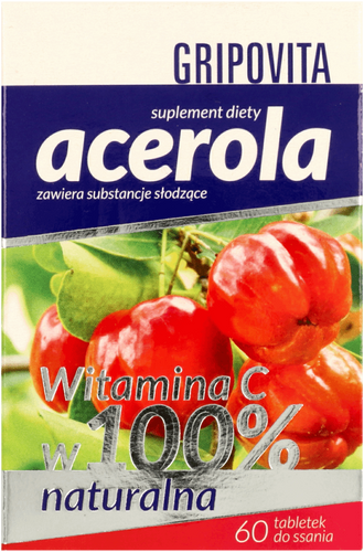 Grinovita Acerola Witamina C w 100% Naturalna na Układ Odpornościowy i Nerwowy 60 Tabletek