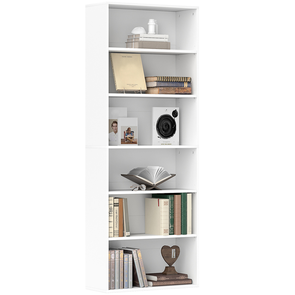 HOMCOM Six Shelf Bookcase - White
