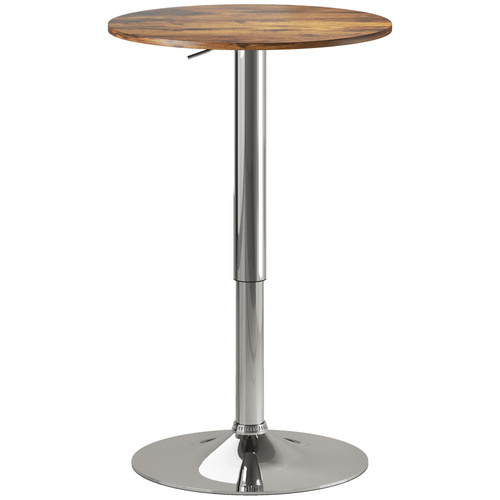 HOMCOM Round Bar Table, 360 Degree Swivel Counter Pub Table with Adjustable Height, for Kitchen, Cafe, Rustic Brown