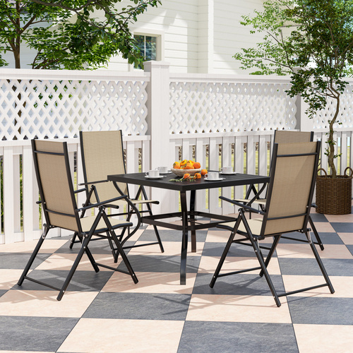 Outsunny Five-Piece Steel Frame Patio Set - Khaki/Black